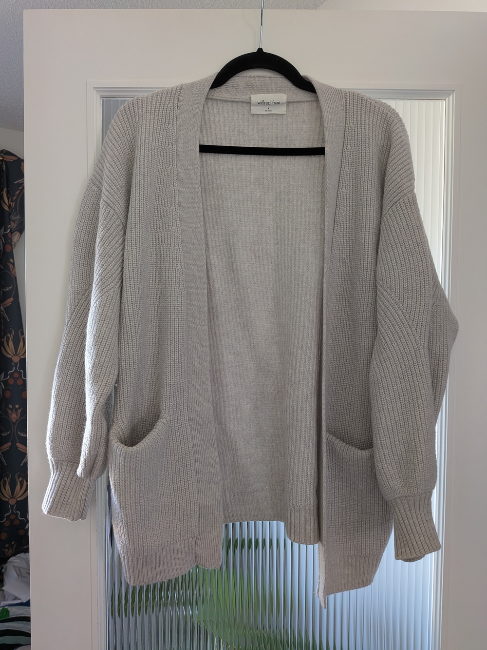 Wilfred Light Gray Open-Front Ribbed Cardigan